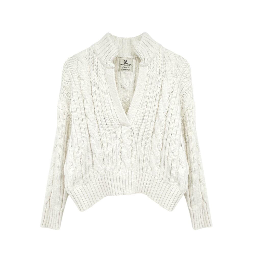 DENIMIST Split Neck Cable Sweater XXS